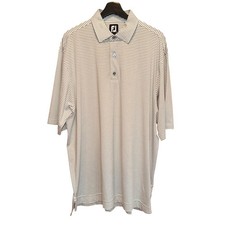FootJoy Mens XL Grey White Striped ProDry Performance Golf Polo Shirt