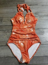 Women's Slimming One Piece Swimsuit Tummy Control Bathing Suit Halter Sz S