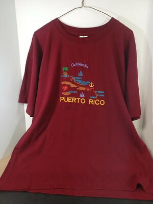 Super Souvenir 100% Cotton Pre Shrunk Caribbean Sea Puerto Rico Tee Shirt XL VGC