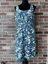 Loft Blue Floral Spring Summer Dress Versatile Silky Sleeveless Lined Sz 12