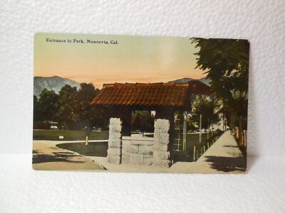 MONROVIA CALIFORNIA ENTRANCE TO PARK P.P.I.E. BACK POSTCARD FREE SHIPPING