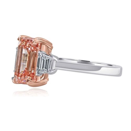 Bague fantaisie diamant rose intense émeraude cultivée en laboratoire IGI 3,07 ct or 14 carats 3,45 ctw - Photo 11 sur 11