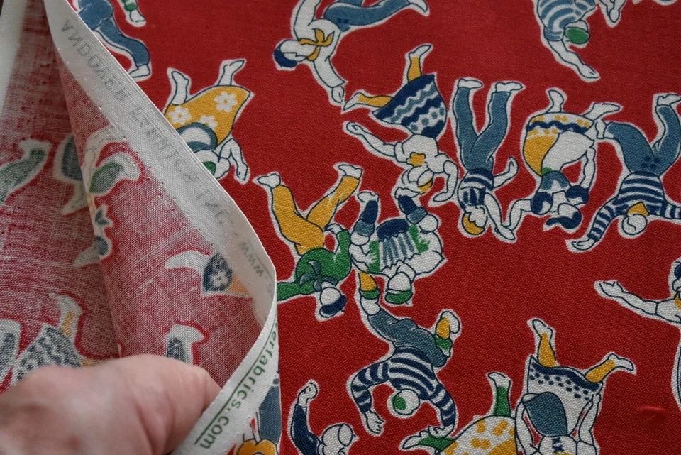 25" Long, Colorful Dancers Dancing on Red Quilt Cotton, Andover, P395 - Image 4 of 4