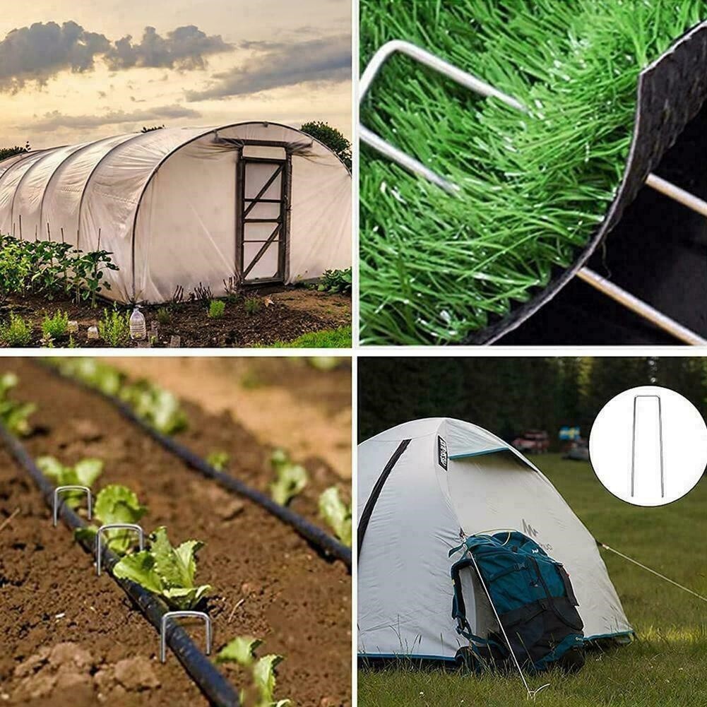 10Pcs Metal Ground U Pegs with Bevelled Ends Perfect for Camping