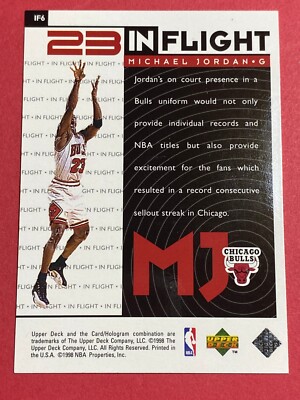 Michael Jordan 1998 SILVER Upper Deck MJ 23 In Flight Card #IF6