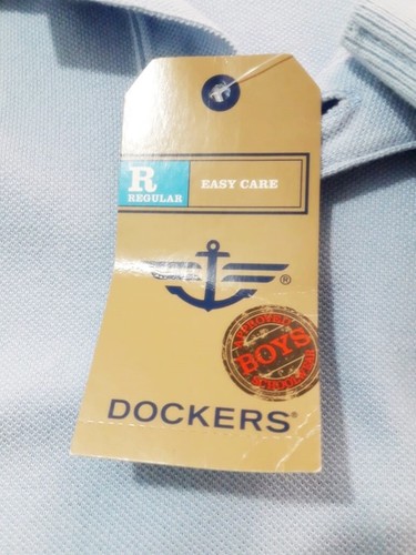 Dockers Boys Polo Shirt Size L 14-16 Light Blue Short Sleeves School Uniform - Picture 5 of 5