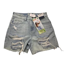 Rewash NWT 1/25 Blue Vintage Revival Super High Rise Boyfriend Shorts #2000D