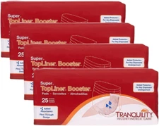 Topliner Disposable Booster Pads, Super (15" X 4.25") Flow-Through Design with A