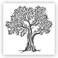 Tree with Leaves #1 Stencil - Choose a Size - Laser-Cut Reusable Plastic