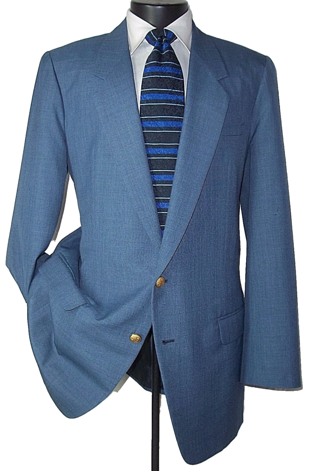 (( Custom made solid royal blue 2button wool coat… - image 1