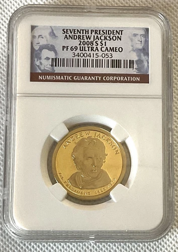 2008-S $1 PF 69 Ultra Cameo 7th President Andrew Jackson NGC