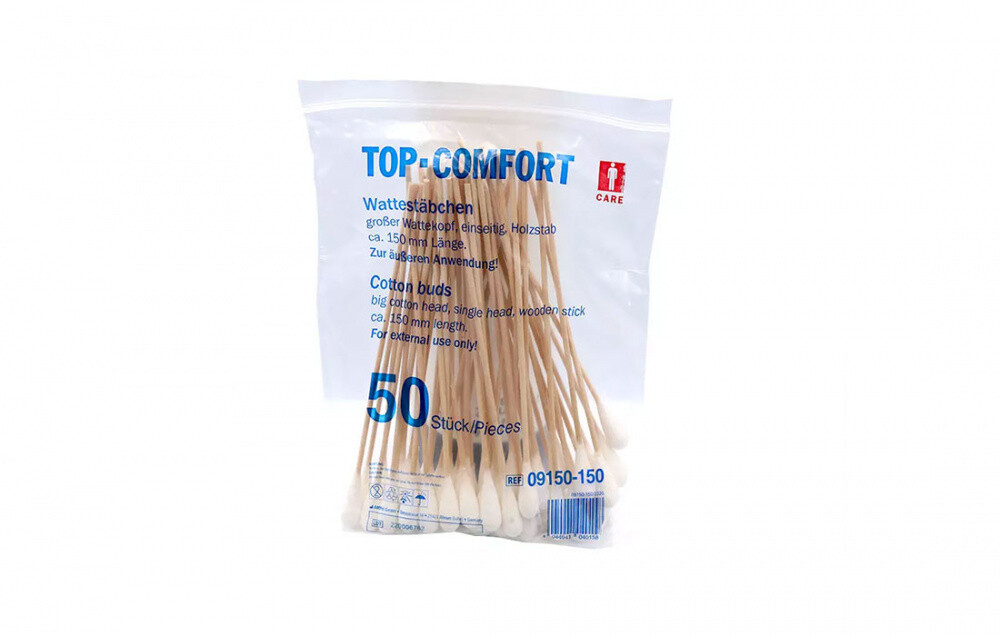 TOP-COMFORT Wattestäbchen - 150 mm lang mit großer Wattekopf