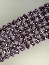 Lavender Faux Rhinestone Flower Mesh Wrap, Bling Sparkle Trim, Party Decorations