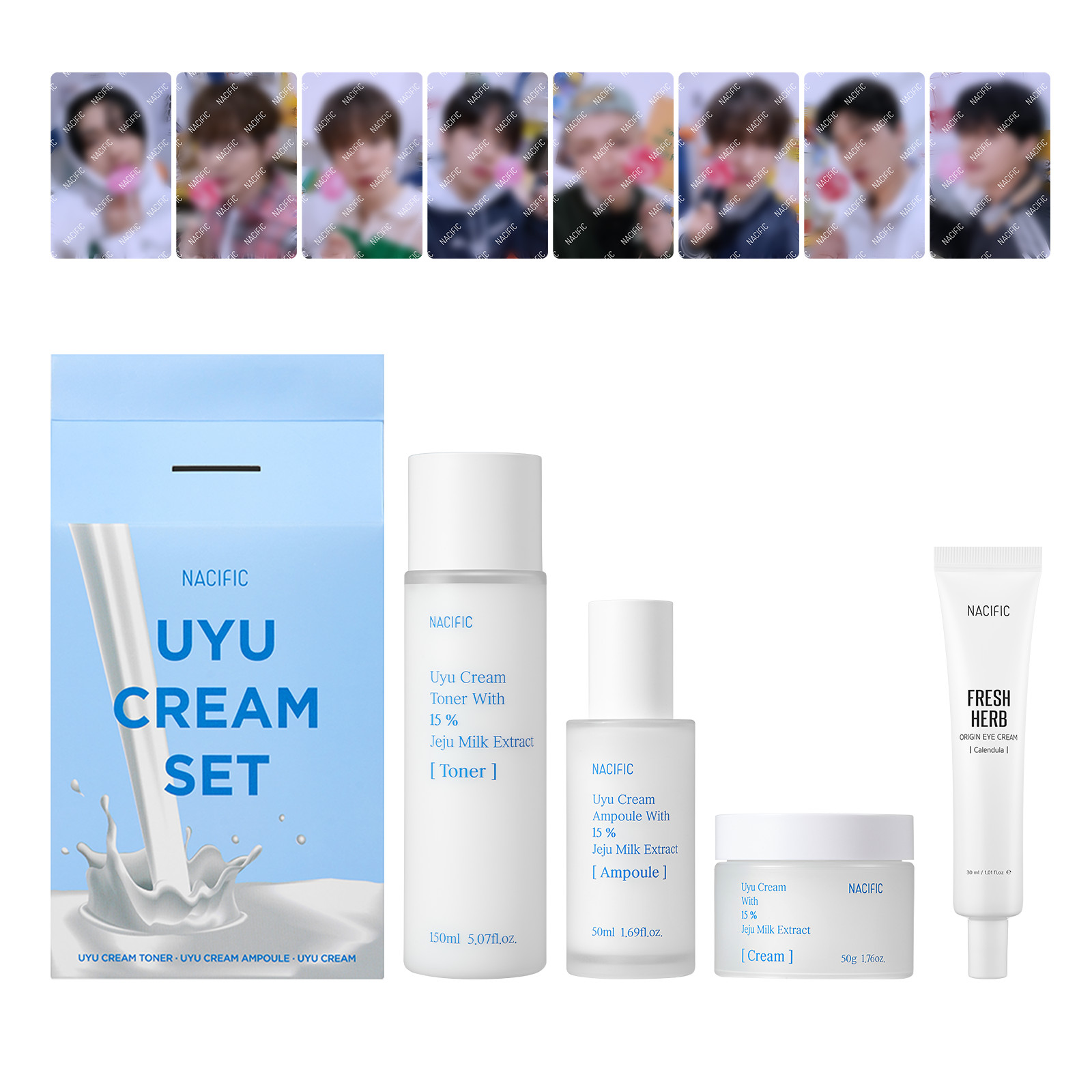 Набор для ухода за кожей NACIFIC ATEEZ Uyu Cream из 4 предметов с 8 фотокарточками 14690₽