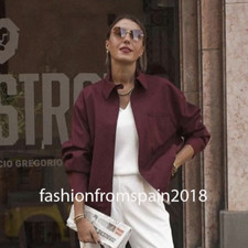 ZARA NEW WOMAN JACKET WITH ZIP POCKETS BURGUNDY XS-XXL 4341/729