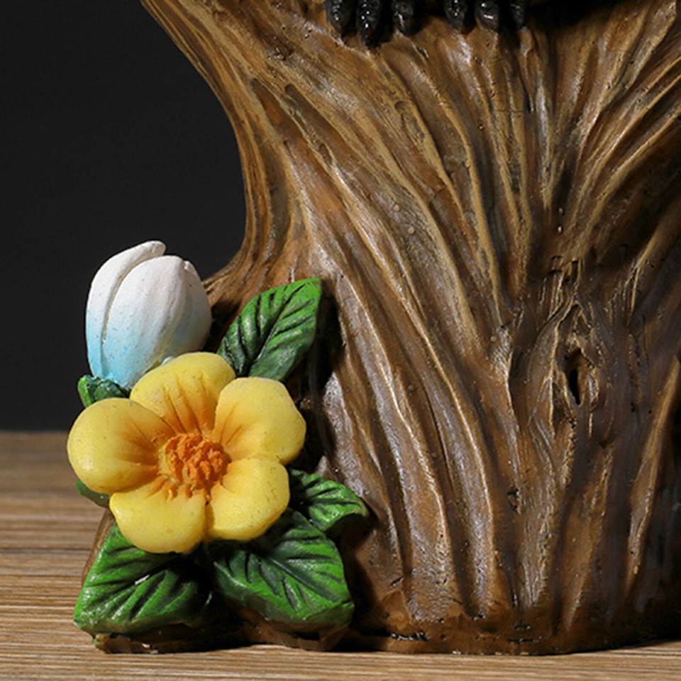 Birds Statue Resin Garden Statue with Solar Lights Cute Animal Figurine