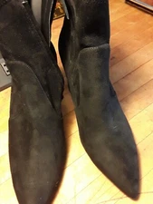  New NINE WEST Real Suede Black Ankle Boots-Side Zip 3 1/2"High Heels Sz.9 1/2 M