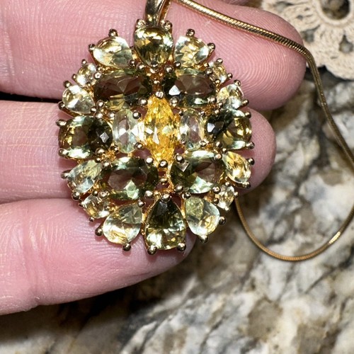Nuova Collana Ciondolo Pietra Gemma Autentica Sterling Vermeil - Foto 6 di 7
