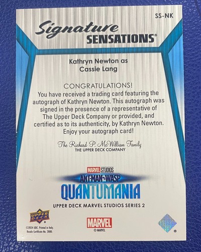2024 UD Marvel Studios Series 2 Ant-man KATHRYN NEWTON As CASSIE LANG auto ting - Picture 2 of 2