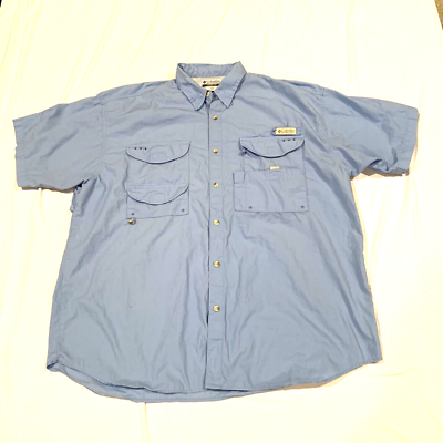 Chemise De Pêche Columbia PFG Homme, Bleu, XXL, Manches Courtes, Ventilée