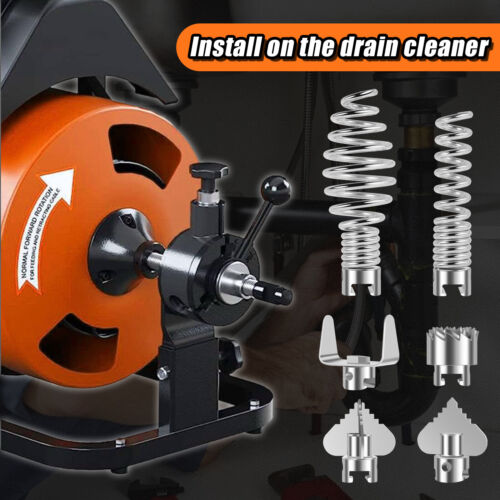 14Pcs Drain Cleaner Combination Cutter Head Set Manganese Steel Spring DEE - Picture 5 of 11
