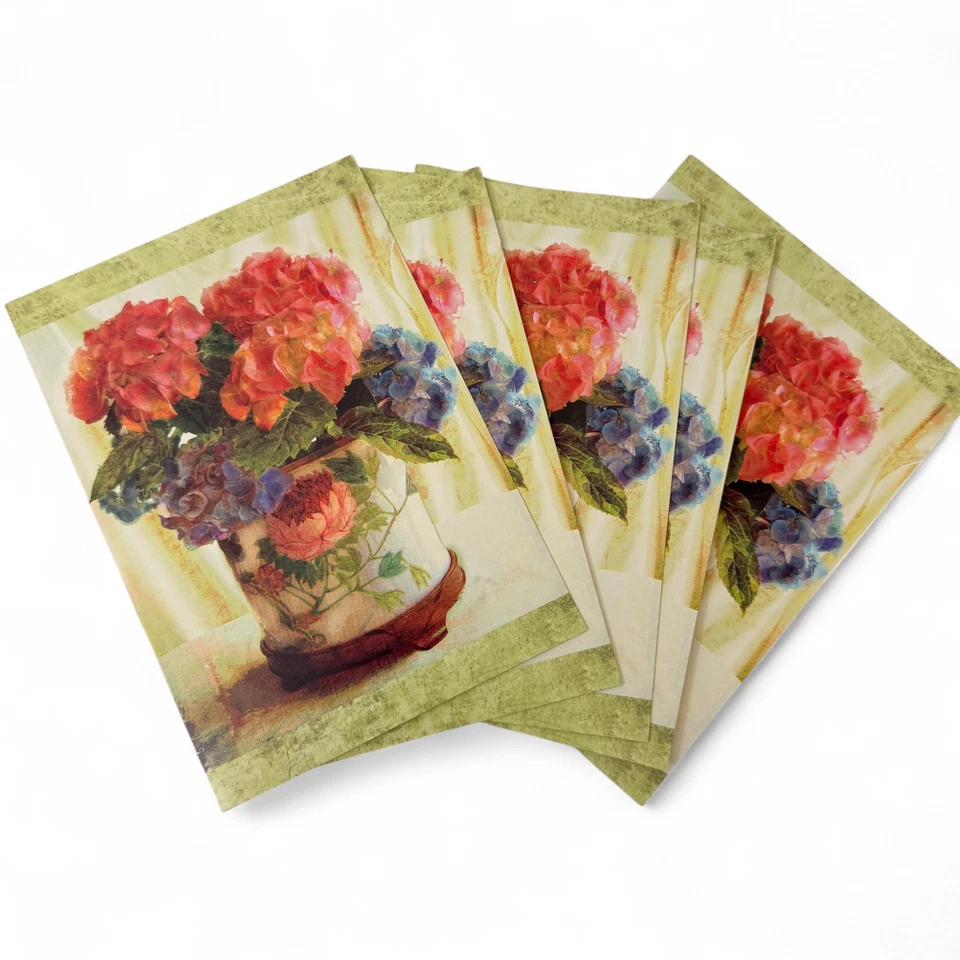 Juego de 4 tarjetas de felicitación florales vintage de papiro lote de 18 diseños de bodegones-SIN USAR Foto 3 de 4