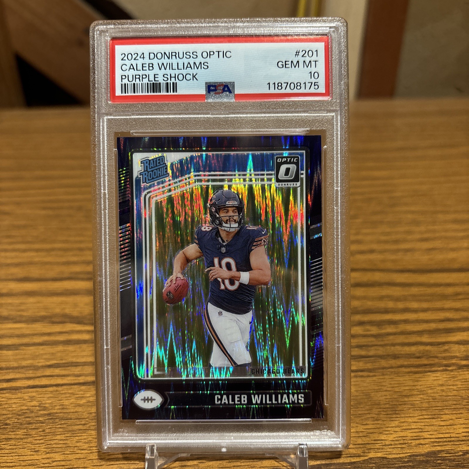 2024 Panini Donruss Optic Caleb Williams #201 Rated Rookie Purple Shock PSA 10