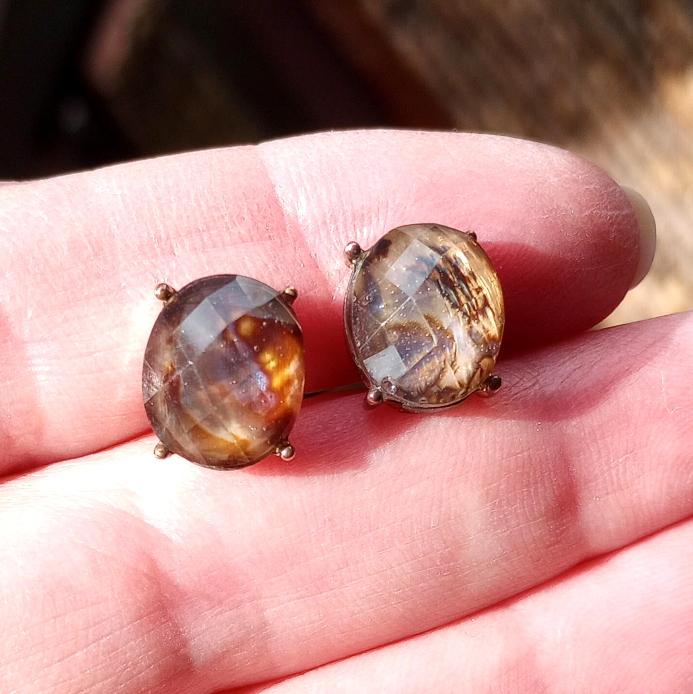 Napier Lucite over Abalone Rectangular Post Earri… - image 3