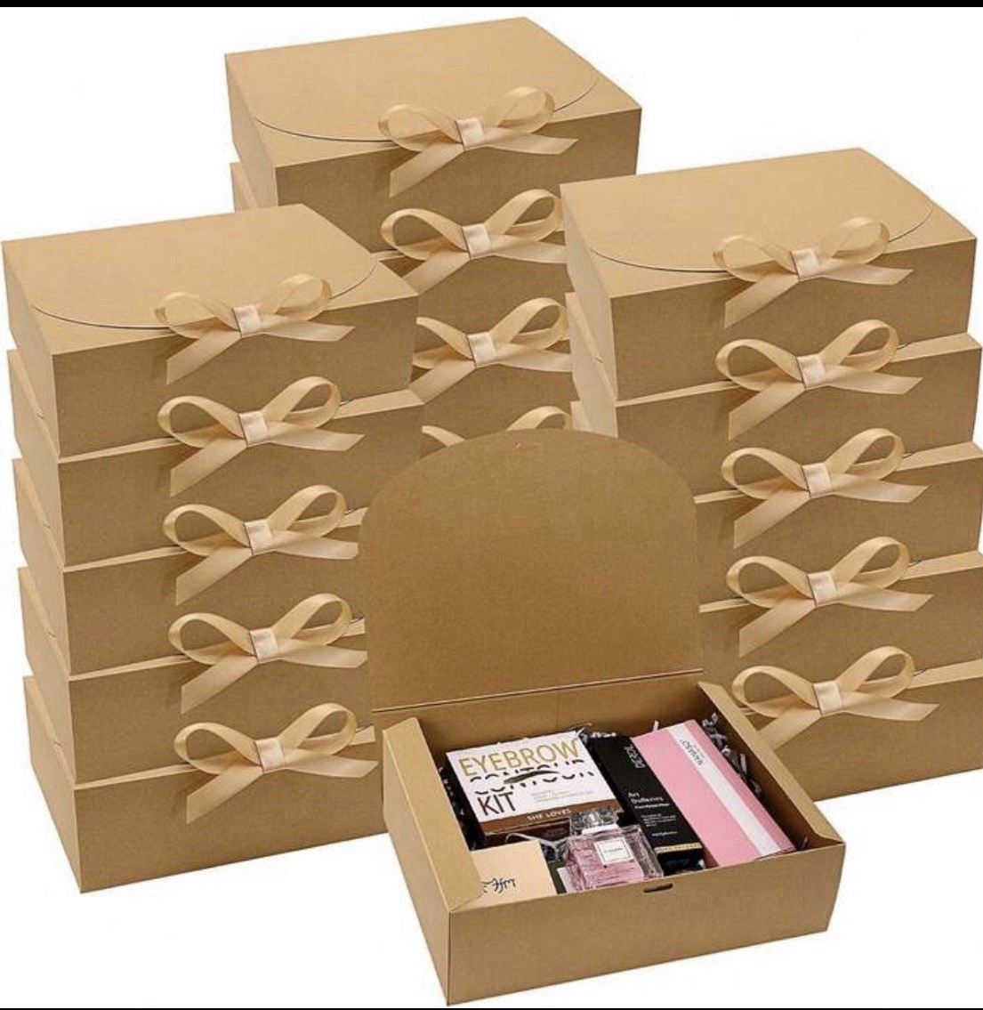 10 piezas - Cajas de regalo marrones con tapas y cintas adecuadas para regalos cumpleaños etc.