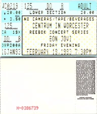 BON JOVI CONCERT TICKET STUB, 2/19/1993, CENTRUM IN WORCESTER