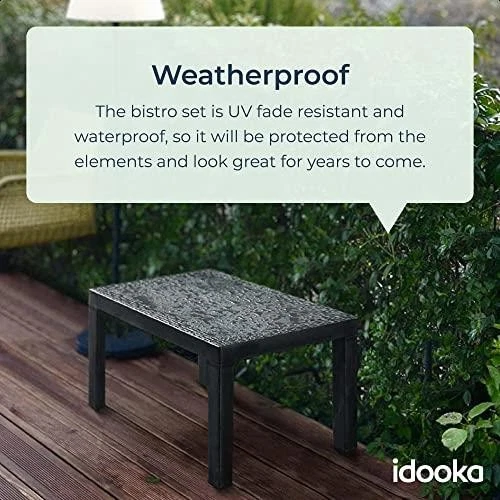 Garden Furniture Set Table Chairs 3 Piece Bistro Set Patio Outdoor Rattan Style - Picture 6 of 12