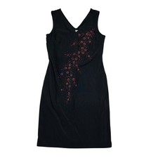 VTG Y2K black red floral glitter whimsigoth moody LBD cocktail dress size M