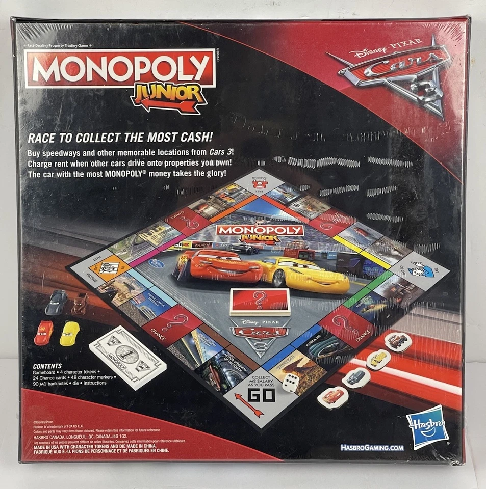 Hasbro Gaming Monopoly Junior Disney Pixar Cars 3 Nuevos Sellados de Fábrica Carrera para Ganar Foto 2 de 4