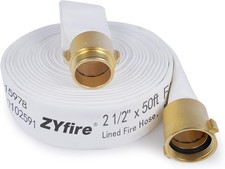 ZYfire 2‑1/2″ x 50 FT Double Jacket TPU Fire Hose w/ Brass NPSH Couplings 400PSI