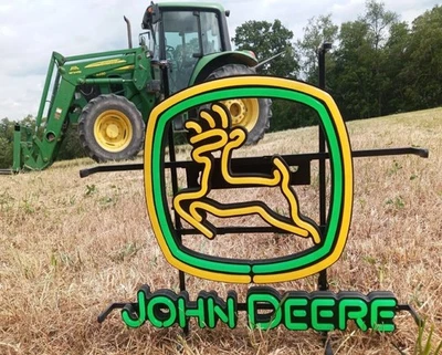 Vivid LED John Deere Farm Tractor Equipment 24"x20" Neon Sign Light With Dimmer