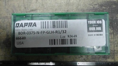 Dapra BDR-0375-N-FP-GLH-R1-32, 46640, New Carbide Inserts, 10pcs