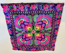 Fiorella Rainbow Embroidered Flowers Floral Boho Chic Throw Pillow Cover