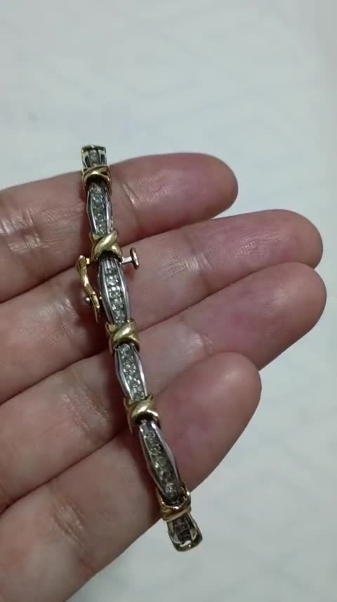 Zales two tone tennis bracelet 10k gold carat diamonds