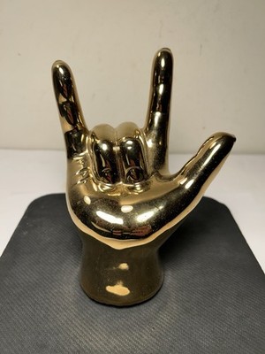 I Love You Ceramic Gold Hand Figurine Sign Language Display
