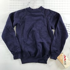 Bassett-Walker Sweatshirt Boys 10-12 Blue Fleece Pullover Crew Neck Made USA