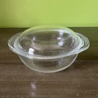 Vintage PYREX #022 Clear Glass 1 Quart Casserole Bowl With Pyrex Lid 682-C -USA