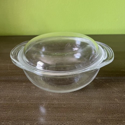 Vintage PYREX #022 Clear Glass 1 Quart Casserole Bowl With Pyrex Lid 682-C -USA