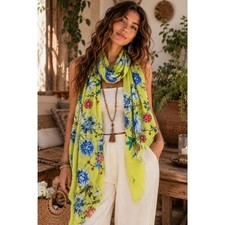 Floral Scarf Wrap Shawl Wildflower Print Lightweight Boho Spring Summer