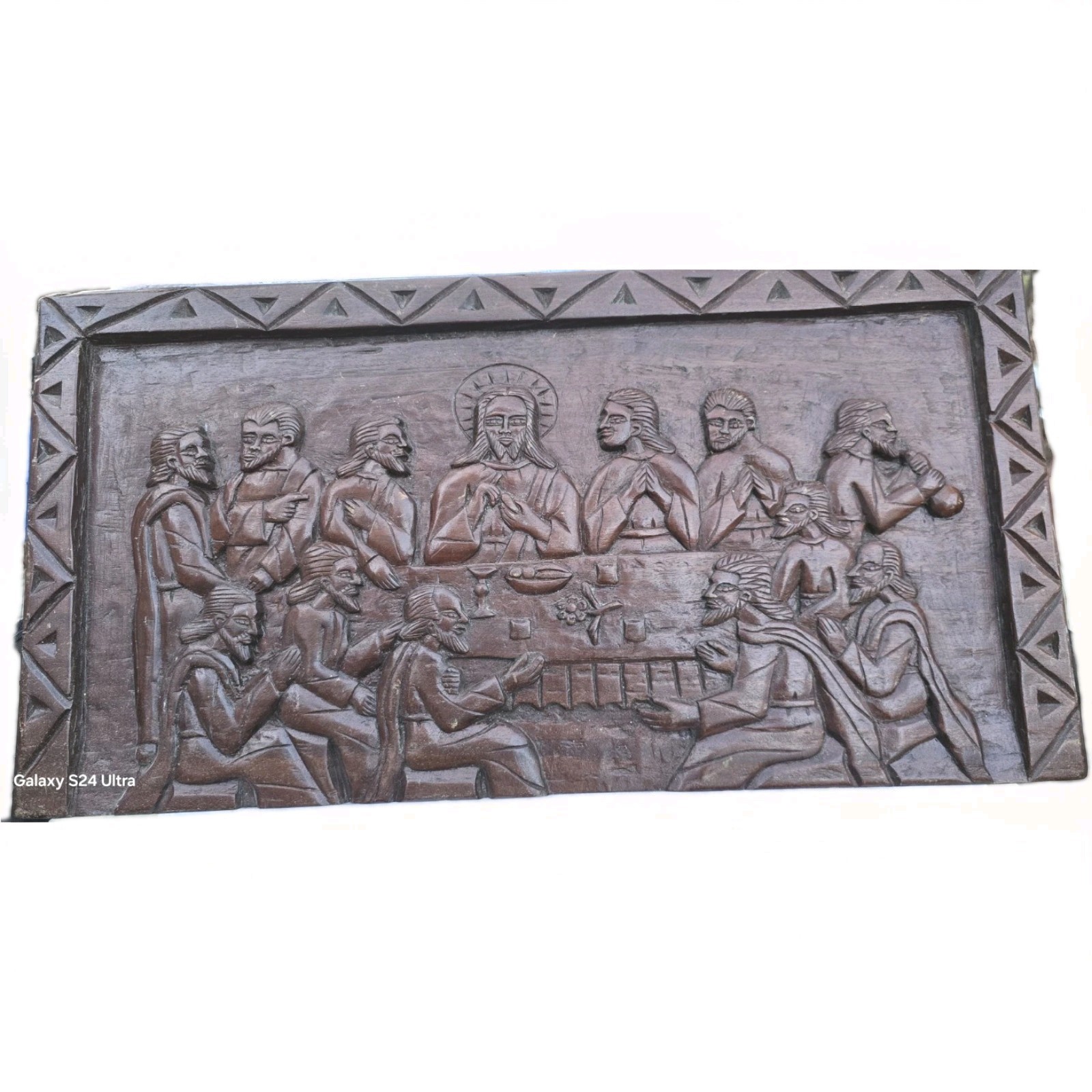  Large Hand Carved Solid Wood The Last Supper 12x24