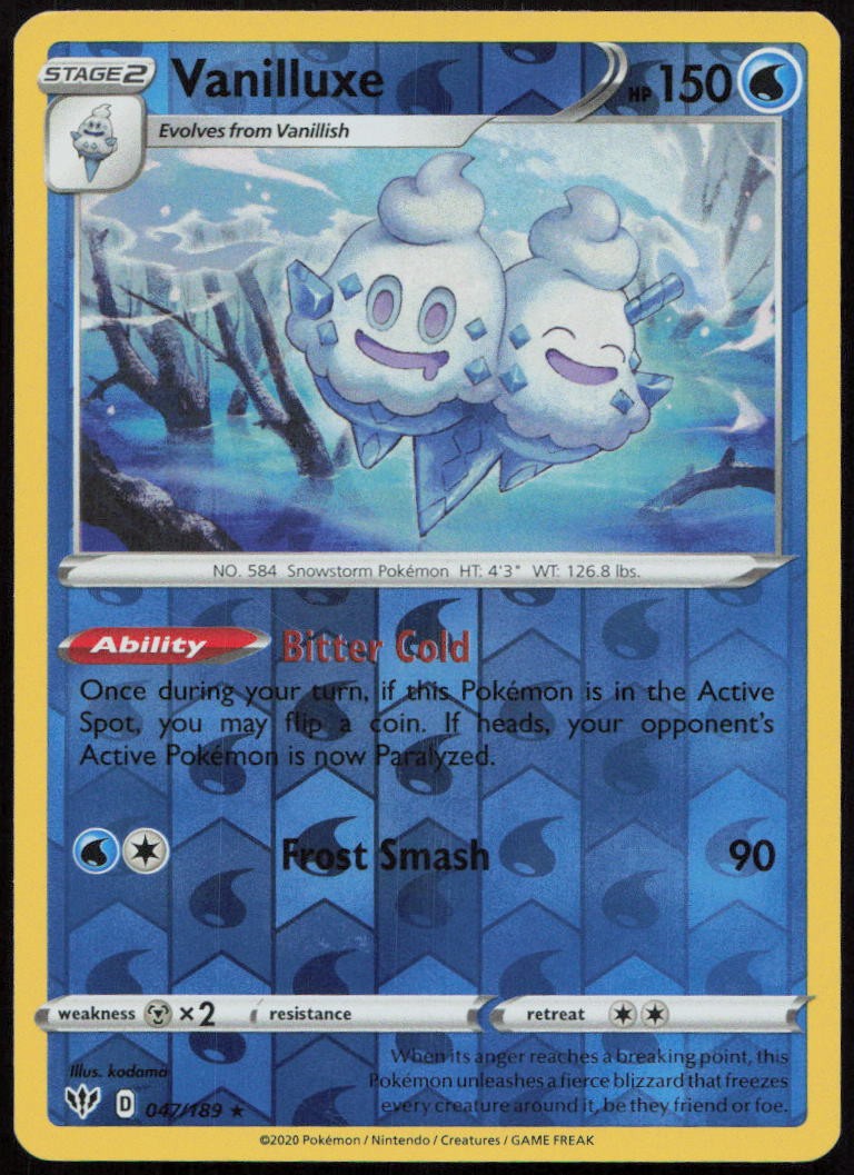 Vanilluxe 047/189 LP Darkness Ablaze Rare Reverse Holo Pokemon
