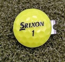 Srixon Real Golf Ball Marker With Magnetic Hat Clip - Yellow Z Star Q Soft Feel