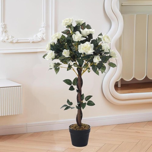 Large Artificial Rose Flower Tree in Pot Indoor Outdoor Fake Plant Home Decor - Picture 9 of 14