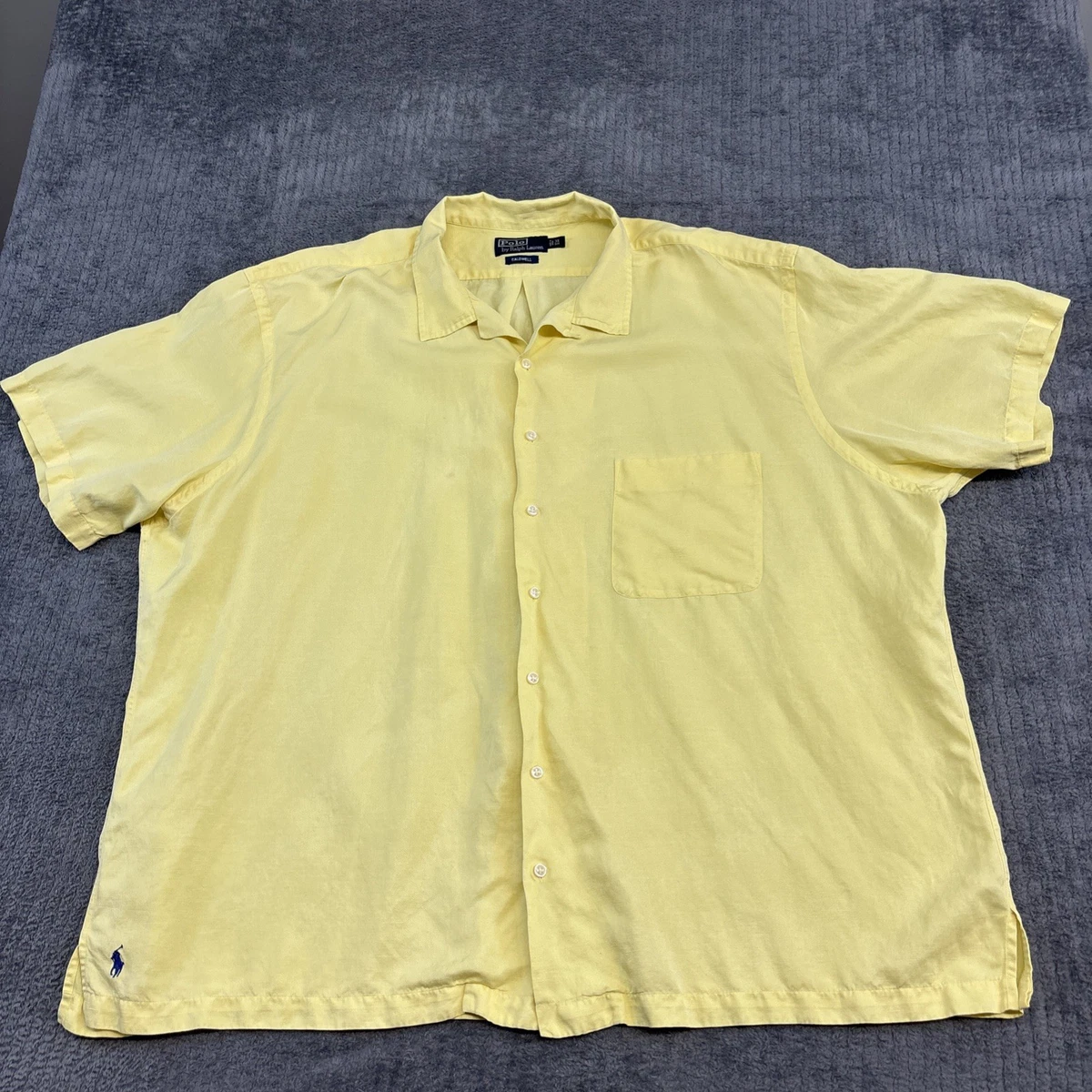 Polo Ralph Lauren Silk Short Sleeve Button-Up Casual Button-Down