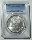 1886 MORGAN DOLLAR PCGS MS62 - Frosty CHOICE BU
