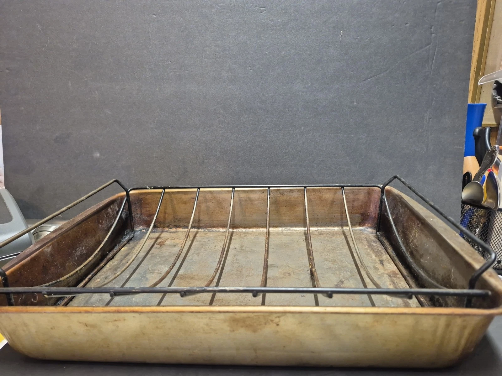 Vtg Roasting Pan With Rack 13 X 17